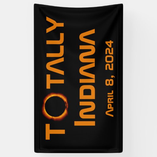 Totaal Indiana 2024 Zonsverduistering Spandoek (Verticaal)