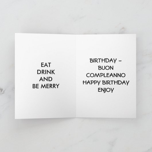 "TOTAAL ITALIAANSE GROEPEN VAN DE TWEEDE DAG" KAART (Binnen)