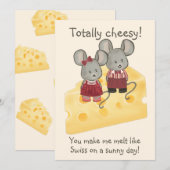 Totaal Kaas Meisje & Jongen Muis Zit op Kaas Feestdagenkaart (Voorkant / Achterkant)