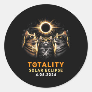 Totaal Katten Dragen Zonneverduistering Gles 4.08. Ronde Sticker