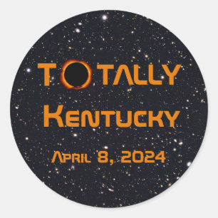 Totaal Kentucky 2024 Zonsverduistering Ronde Sticker