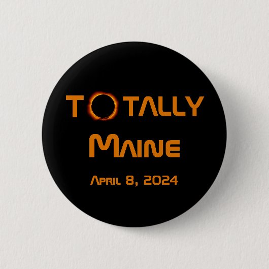 Totaal Maine 2024 Zonsverduistering Ronde Button 5,7 Cm (Voorkant)