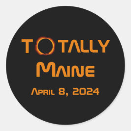 Totaal Maine 2024 Zonsverduistering Ronde Sticker