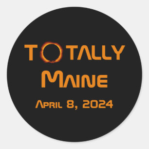 Totaal Maine 2024 Zonsverduistering Ronde Sticker