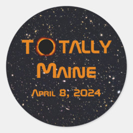 Totaal Maine 2024 Zonsverduistering Ronde Sticker