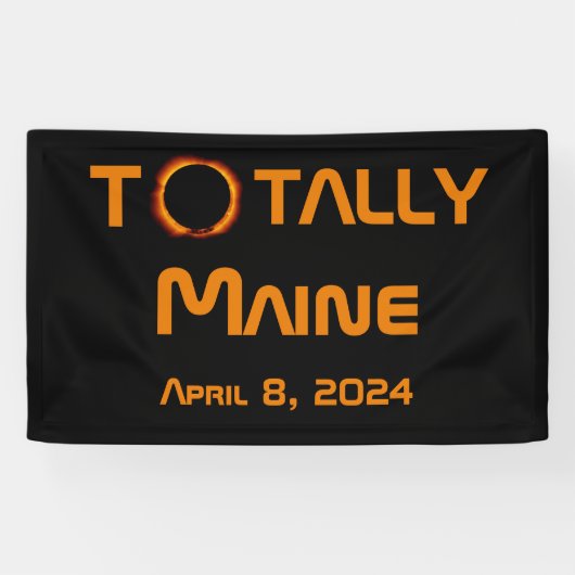 Totaal Maine 2024 Zonsverduistering Spandoek (Horizontaal)