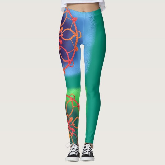 Totaal Ocean Zen Emerald Green Mandala Leggings (Voorkant)