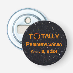Totaal Pennsylvania 2024 Zonsverduistering Button Flesopener