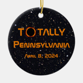 Totaal Pennsylvania 2024 Zonsverduistering Keramisch Ornament