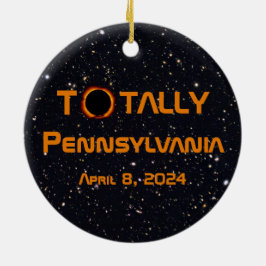 Totaal Pennsylvania 2024 Zonsverduistering Keramisch Ornament