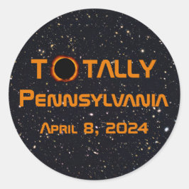 Totaal Pennsylvania 2024 Zonsverduistering Ronde Sticker