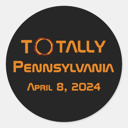 Totaal Pennsylvania 2024 Zonsverduistering Ronde Sticker (Voorkant)