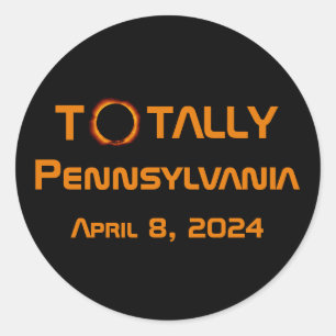 Totaal Pennsylvania 2024 Zonsverduistering Ronde Sticker
