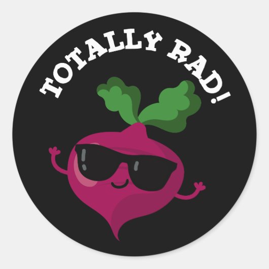 Totaal Rad Funny Veggie Radish Pun Dark BG Ronde Sticker (Voorkant)