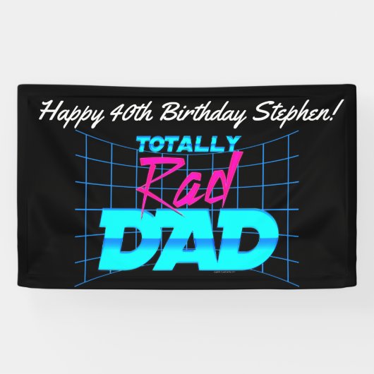 Totaal Rad Papa Grappig jaren 80 Verjaardagsfeest Spandoek (Horizontaal)