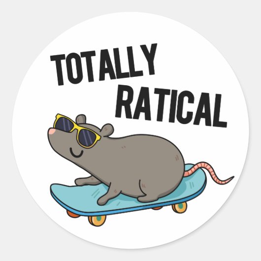 Totaal Ratig Funny Rat Pun Ronde Sticker (Voorkant)
