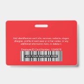 Totaal Rode Medewerker Foto Balk of Qr Code Logo N Badge (Achterkant)