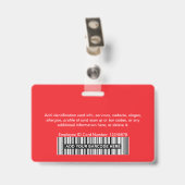 Totaal Rode Medewerker Foto Balk of Qr Code Logo N Badge (Achterkant met clip)