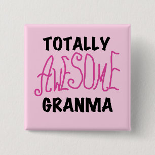 Totaal Roze T-shirts Geweldige Granma en Giften Vierkante Button 5,1 Cm