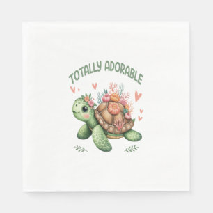 Totaal Schattige schildpad met koraal Servet