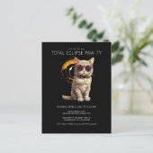 Totaal Solar Eclipse 2024 Leuk Kat Bekijken Partij Uitnodiging Briefkaart (Staand voorkant)
