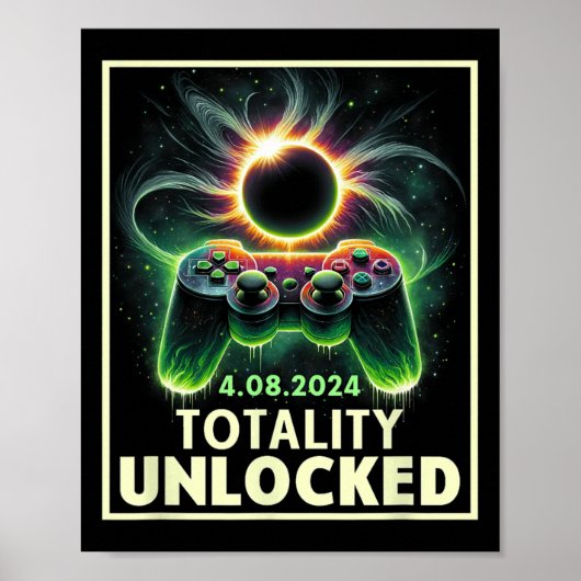 Totaal Solar Eclipse 2024 Video Game Controller Bo Poster (Voorkant)