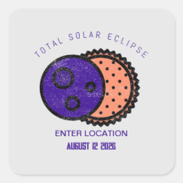 Totaal Solar Eclipse 2026 Aangepast Vierkante Sticker