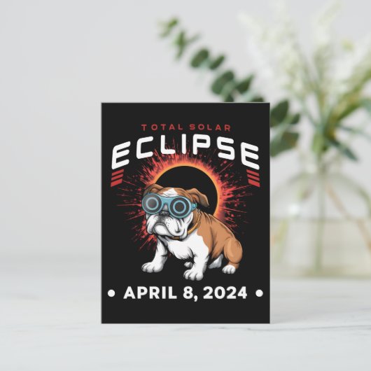 Totaal Solar Eclipse April 2024 Bulldog Lover Gift Briefkaart (Staand voorkant)