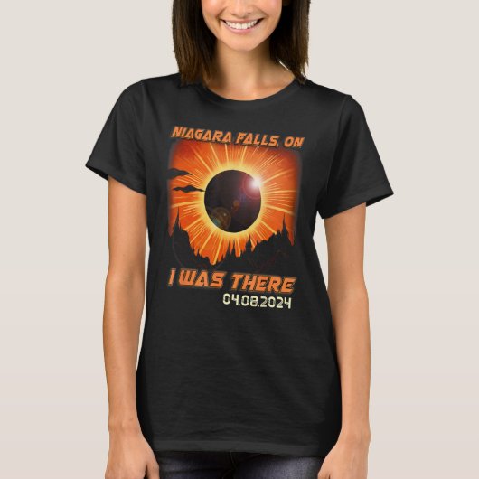 Totaal Solar Eclipse Bergwandelen Niagara Herfsten T-shirt (Voorkant)