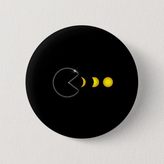 Totaal Solar Eclipse Fun Gamer Eating Solar Mannen Ronde Button 5,7 Cm (Voorkant)