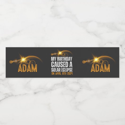 Totaal Solar Eclipse Grappige Verjaardag 4-8-2024 Waterfles Etiket (Enkel label)