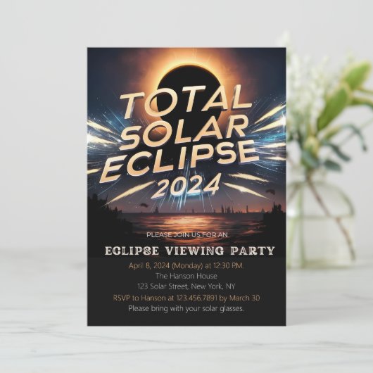Totaal Solar Eclipse Kijkfeest Uitnodiging apr 8 (Staand voorkant)