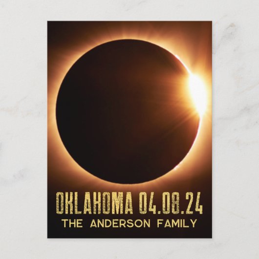 Totaal Solar Eclipse Oklahoma 2024 gepersonaliseer Briefkaart (Voorkant)