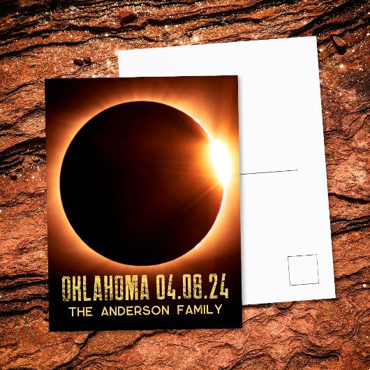 Totaal Solar Eclipse Oklahoma 2024 gepersonaliseer Briefkaart