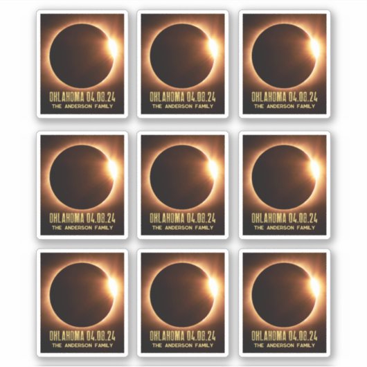 Totaal Solar Eclipse Oklahoma 2024 gepersonaliseer Sticker (Voorkant)