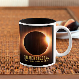 Totaal Solar Eclipse Oklahoma 2024 gepersonaliseer Tweekleurige Koffiemok