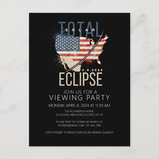 Totaal Solar Eclipse USA Kaart Bekijken Partij (Voorkant)