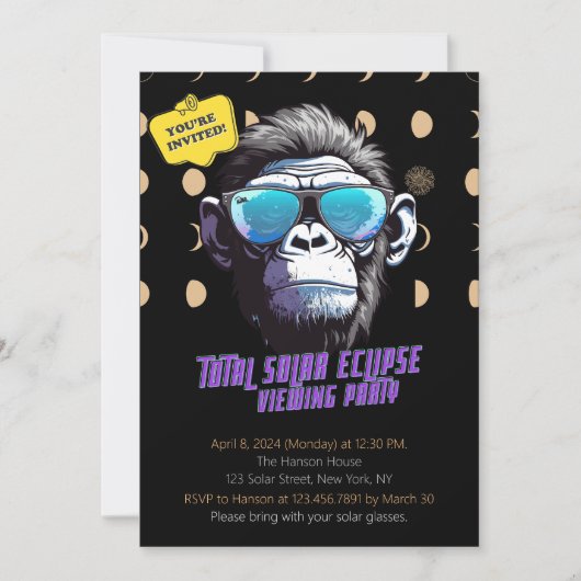Totaal Solar Eclipse Viewing Party Uitnodigen 2024 Kaart (Voorkant)
