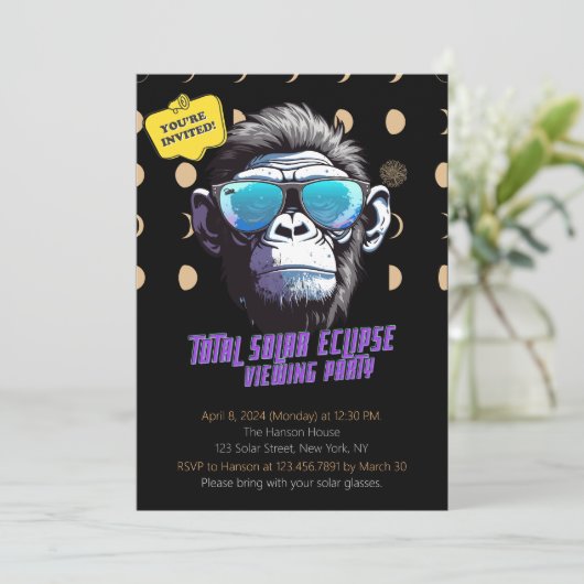 Totaal Solar Eclipse Viewing Party Uitnodigen 2024 Kaart (Staand voorkant)