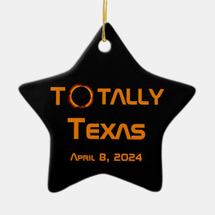 Totaal Texas 2024 Zonsverduistering Keramisch Ornament