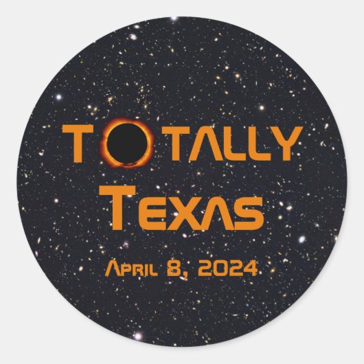 Totaal Texas 2024 Zonsverduistering Ronde Sticker (Voorkant)