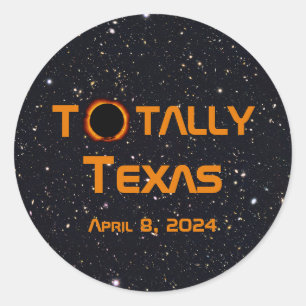 Totaal Texas 2024 Zonsverduistering Ronde Sticker