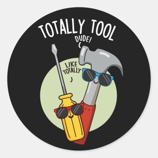 Totaal Tool Grappig Handyman Pun Dark BG Ronde Sticker (Voorkant)