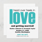 Totaal Verliefd Save the Date Uitnodiging, Aqua Kaart (Voorkant / Achterkant)