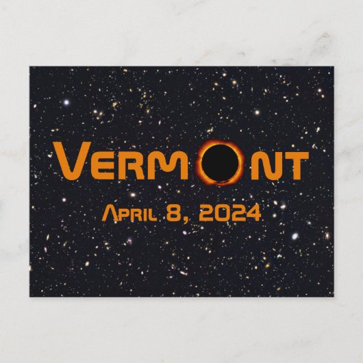Totaal Vermont 2024 Zonsverduistering Briefkaart (Voorkant)