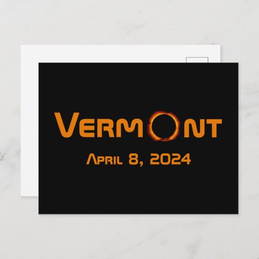 Totaal Vermont 2024 Zonsverduistering Briefkaart (Voorkant / Achterkant)