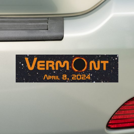 Totaal Vermont 2024 Zonsverduistering Bumpersticker (Op auto)