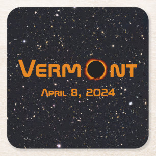 Totaal Vermont 2024 Zonsverduistering Kartonnen Onderzetters