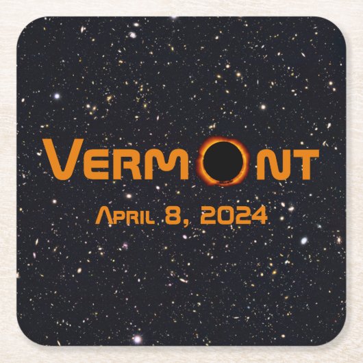 Totaal Vermont 2024 Zonsverduistering Kartonnen Onderzetters (Voorkant)