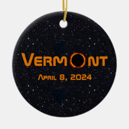 Totaal Vermont 2024 Zonsverduistering Keramisch Ornament